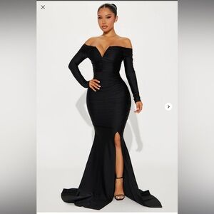 Fashion Nova Black Long Sleeve Gown